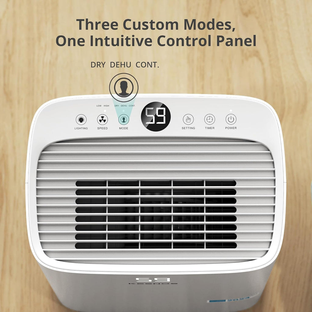 Kesnos 4500 Sq. Ft Dehumidifier for Home with Drain Hose -Ideal for Basements, Bedrooms, Bathrooms, Laundry Rooms -with Intelligent Control Panel, Front Display, 24 Hr Timer and 0.69 Gallon Water Tank