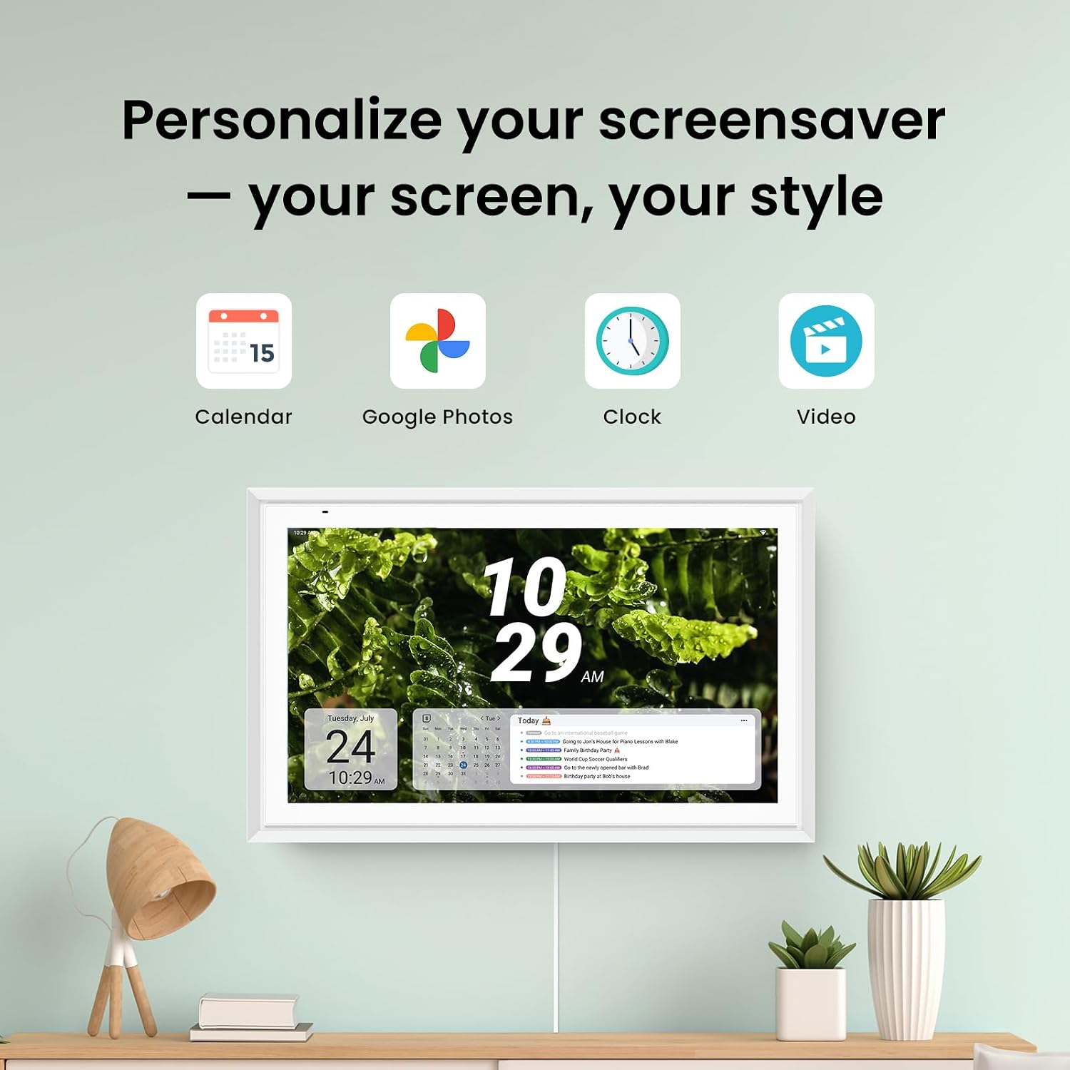 Apolosign 15.6-inch Digital Calendar : Dual Mode Smart Wall Planner, No Subscription, Install Apps, Sync Calendars, Electronic Touchscreen Interactive Display for Family Schedules, Chore Chart (White)