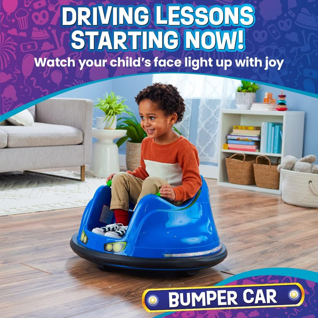 Flybar FunPark Electric Bumper Car 6V for Toddlers, Kids, Baby Ride On Toys, Ages 1.5-4 Years, LED Lights, 360 Degree Spin, Supports up to 66 pounds (No Remote)