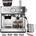 Electactic 15 Bar Espresso Machine with Grinder & Milk Frother, 58mm Expresso Coffee machines, Stainless Steel Coffee Maker for Cappuccino and Latte, Perfect for Home and Café Use-Dual Boiler