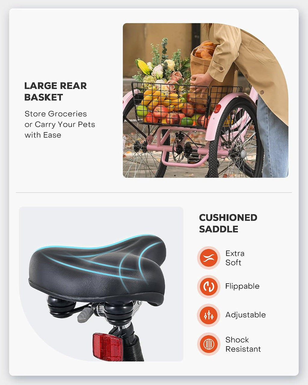 VIRIBUS Electric Tricycle for Adults, 24 26 inch Electric Trike with 468Wh Removable Battery, 250W/350W(Peak 500W) 3 Wheel Electric Bikes for Seniors, Motorized Adult Tricycles Women Men 330 lb.