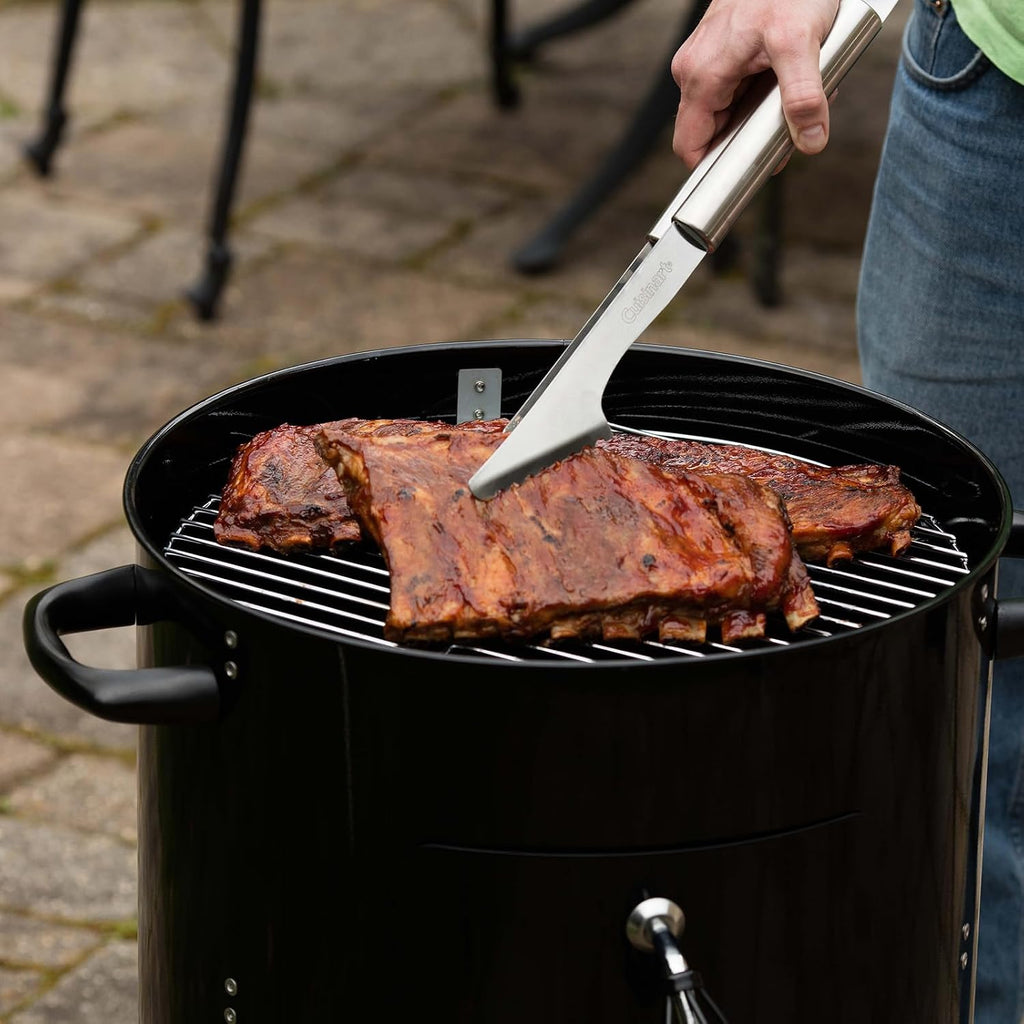 Cuisinart 16' Vertical Charcoal Smoker, Integrated Thermometer, Water Bowl and Dual Vents Perfect for Smoked Brisket, Chrome Plated Grates Smoker Grill for BBQ, Camping, Tailgates