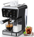 Yabano Espresso Machine with LED Touch Screen, 20 Bar Pressure & Automatic Milk Frother, 1.5L Water Tank, for Cappuccino, Americano & Latte, 1350W