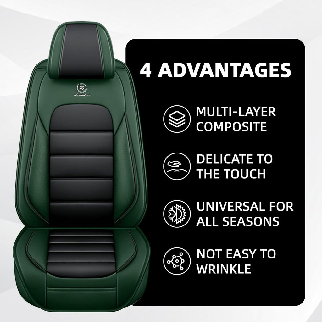 Car Seat Cover Fit for Ford Bronco Sport 2021-2025,Compatible Airbag Non-Slip Waterproof Seat Cover,Car Seat Protector Premium Interior (Standard 5 Seats,Black Green)
