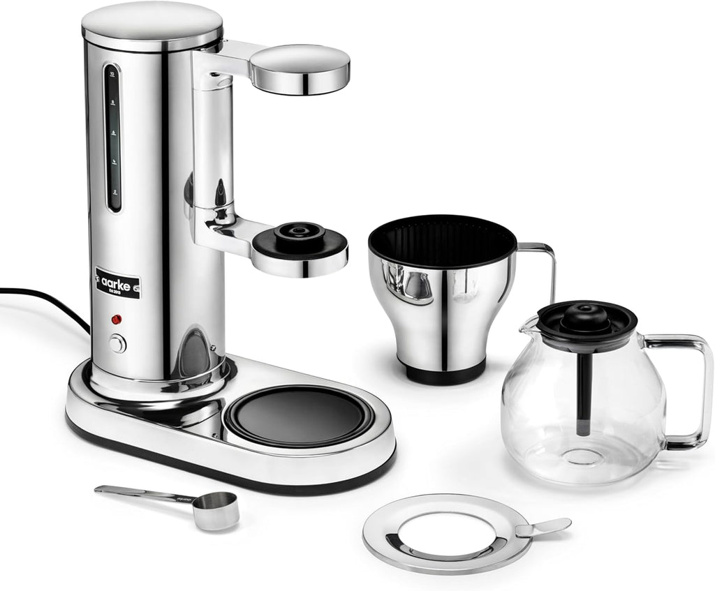 aarke Coffee Maker - Electric Drip Brewer with Automatic Drip-Stop, Glass Carafe, Brews Full Pot in Under 6 Minutes, SCA certified, Stainless Steel