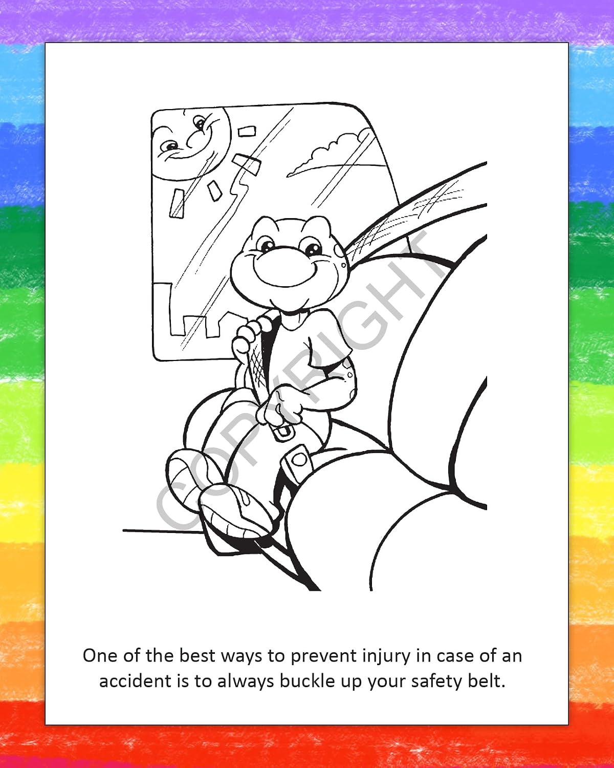 ZOCO – Seat Belt Safety – Custom Promotional Coloring Books (250 Bulk Pack, with Crayons) – Games, Puzzles, Activities to Teach Kids to Buckle Up