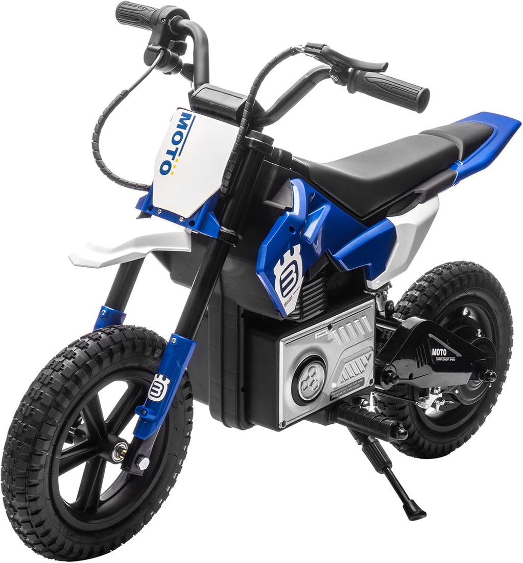 WEEROCK 24V Kids Electric Dirt Bike for 5-15 Years Old, 200W Ride on E-Motorcycle 3.11-9.32MPH Speed, Rear Shock Absorber, LED Breath Lamp, Bluetooth for Boys Girls Children Electria Toy Gift, Blue