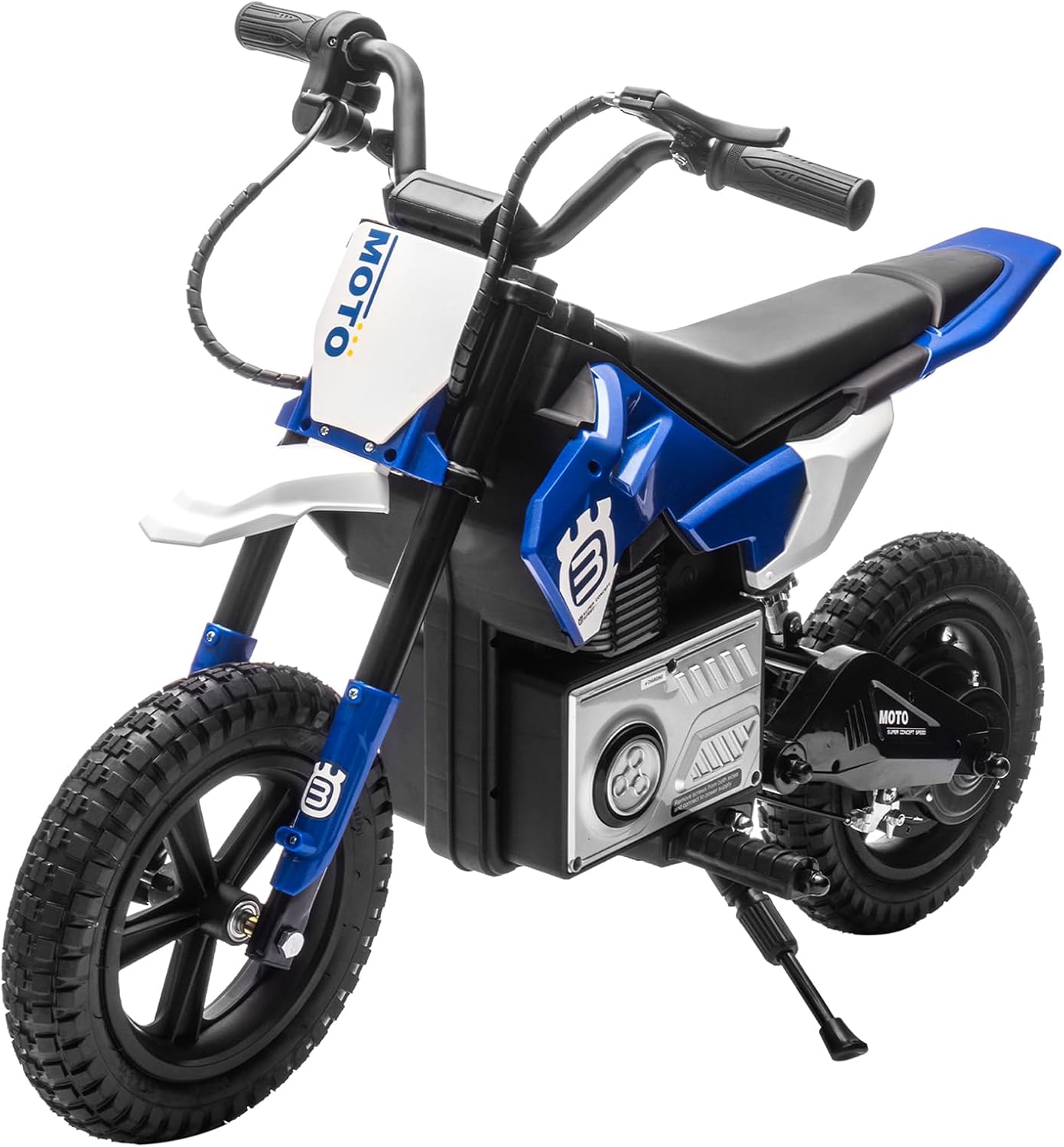 WEEROCK 24V Kids Electric Dirt Bike for 5-15 Years Old, 200W Ride on E-Motorcycle 3.11-9.32MPH Speed, Rear Shock Absorber, LED Breath Lamp, Bluetooth for Boys Girls Children Electria Toy Gift, Blue