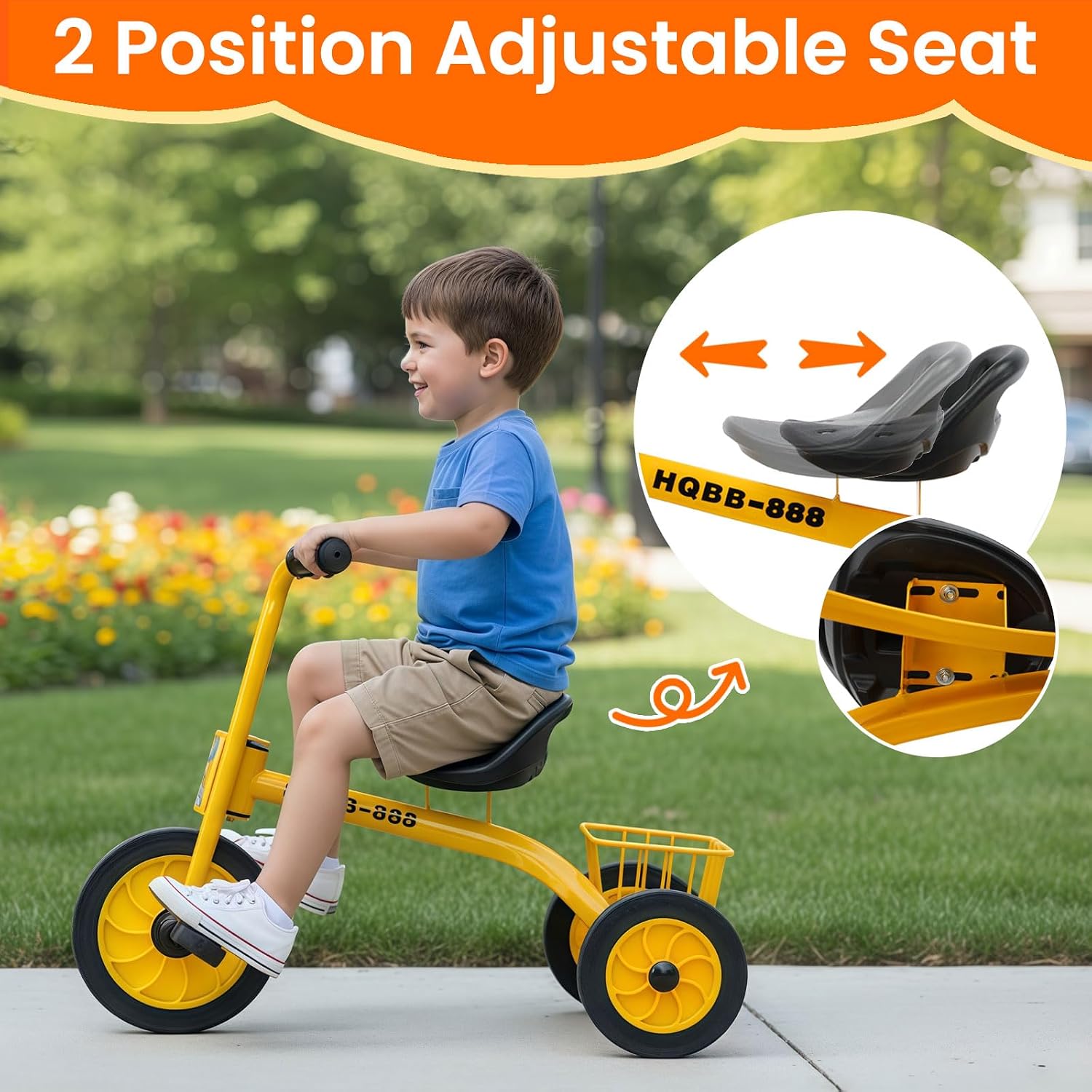 Kids Tricycle for Ages 3-8, Kids Trike with Adjustable Seat, Storage Basket, Preschool Daycare Toddler Bike, Birthday Gift and Toy for Boys and Girls