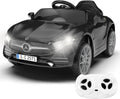 12V Kids Ride On Car with 2.4G Remote Control,Battery Powered Electric Car Ride On Vehicle Double Doors, Safety Belt,LED Light (SC-Black)
