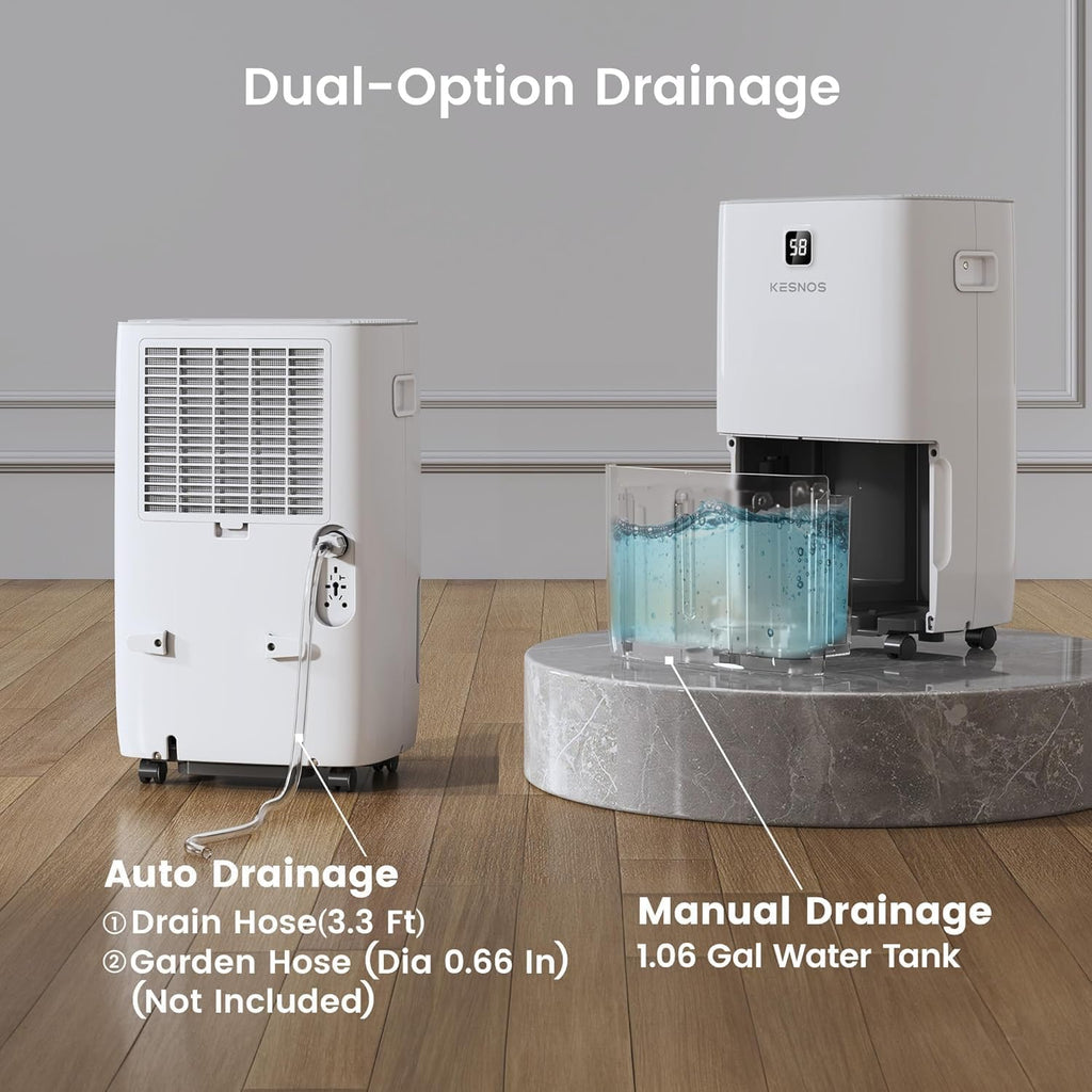 Kesnos 120 Pints Energy Star Dehumidifier for Basement & Home with Drain Hose, Front LED Display and 1.06 Gal Water Tank, Ideal for Large Room up to 6,500 Sq. Ft., Auto Defrost, Timer