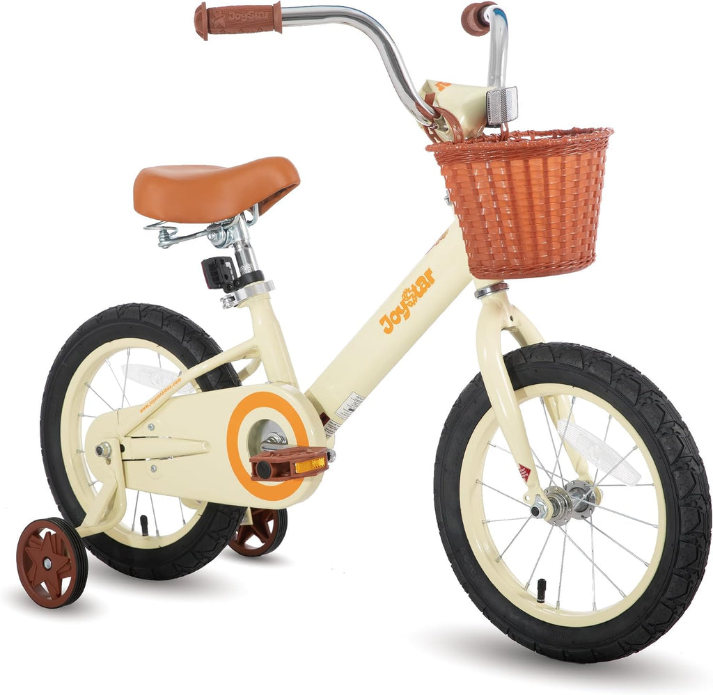 JOYSTAR Vintage Kids Bike with Training Wheels & Basket, 12 14 16 Inch Girls Bike for 2-7 Years Old, Toddler Bikes, Multiple Colors