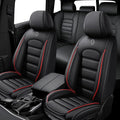 5 Seat Covers for Hummer H3 2006-2010 Leather Car Seat Covers Waterproof Anti-Slip Soft Car Seat Protectors Comfort Automotive Seat Covers with Airbag（Standard,Black+Red Bars）