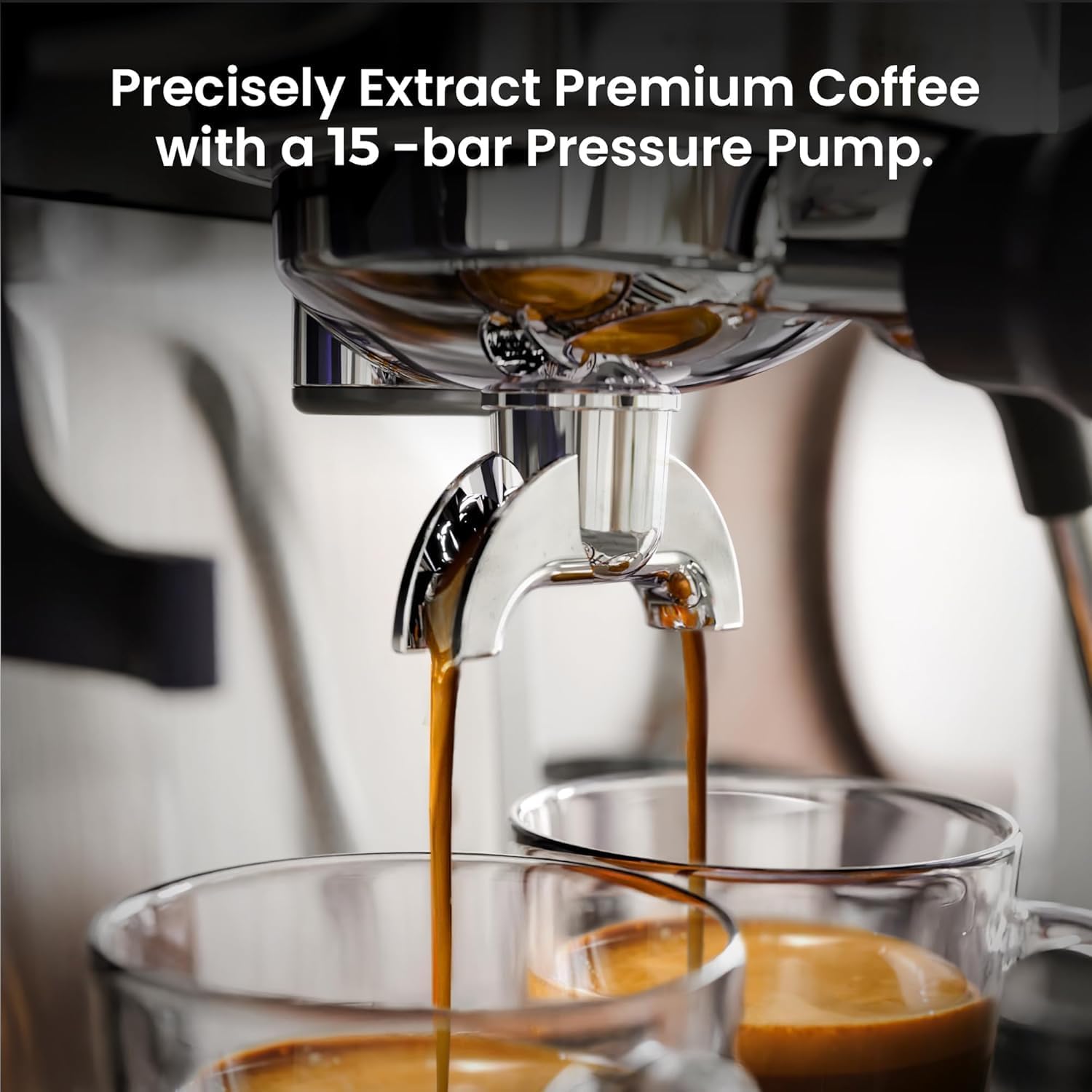 Kismile 15 Bar Espresso Machines with Grinder, Professional Espresso Maker with Removable Water Tank, Milk Frother Steam Wand for Latte&Cappuccino,Hot Water Function for Home