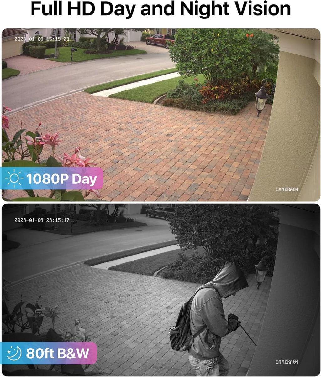 ZOSI 3K Lite 8CH Security Camera System with AI Human/Vehicle Detection, 8pcs 1920TVL 1080p Night Vision Outdoor Indoor Metal Cameras, H.265+ 8Channel DVR with 1TB Hard Drive for Home 24/7 Recording