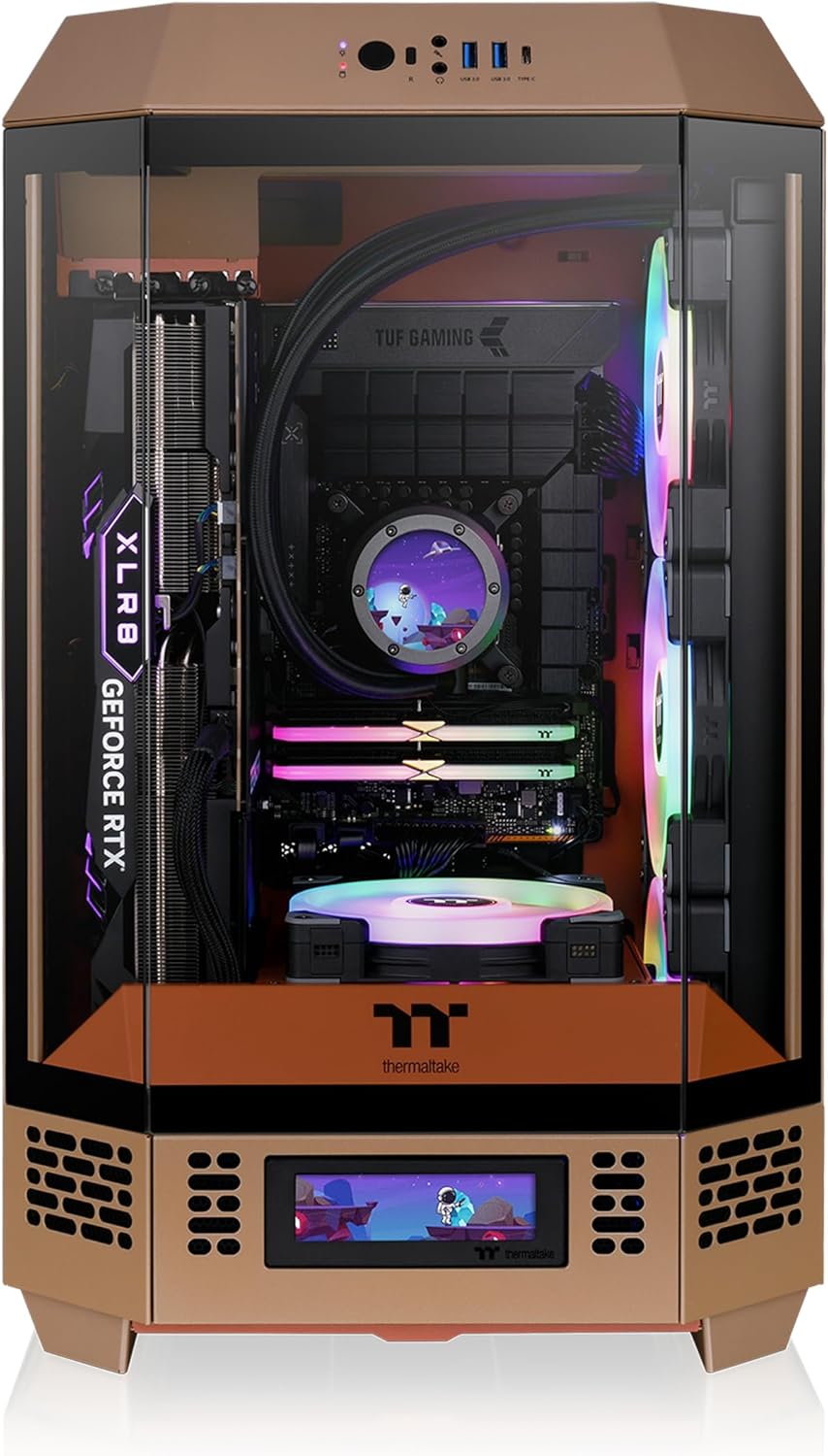 Thermaltake Tower 300 Gravel Sand Micro-ATX Case; 2x140mm CT Fan Included; Support Up to 420mm Radiator; Optional Chassis Stand Kit Allows Horizontal Display; CA-1Y4-00SGWN-00; 3 Year Warranty