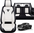 Dodge Ram Truck Seat Covers Custom for 2002-2026 1500 2002-2026 2500/3500 Crew Double Mega Quad Cab Bighorn Laramie Tradesman Classic Full Set Seat Covers Protectors(Standard 5 Seats/Black White)