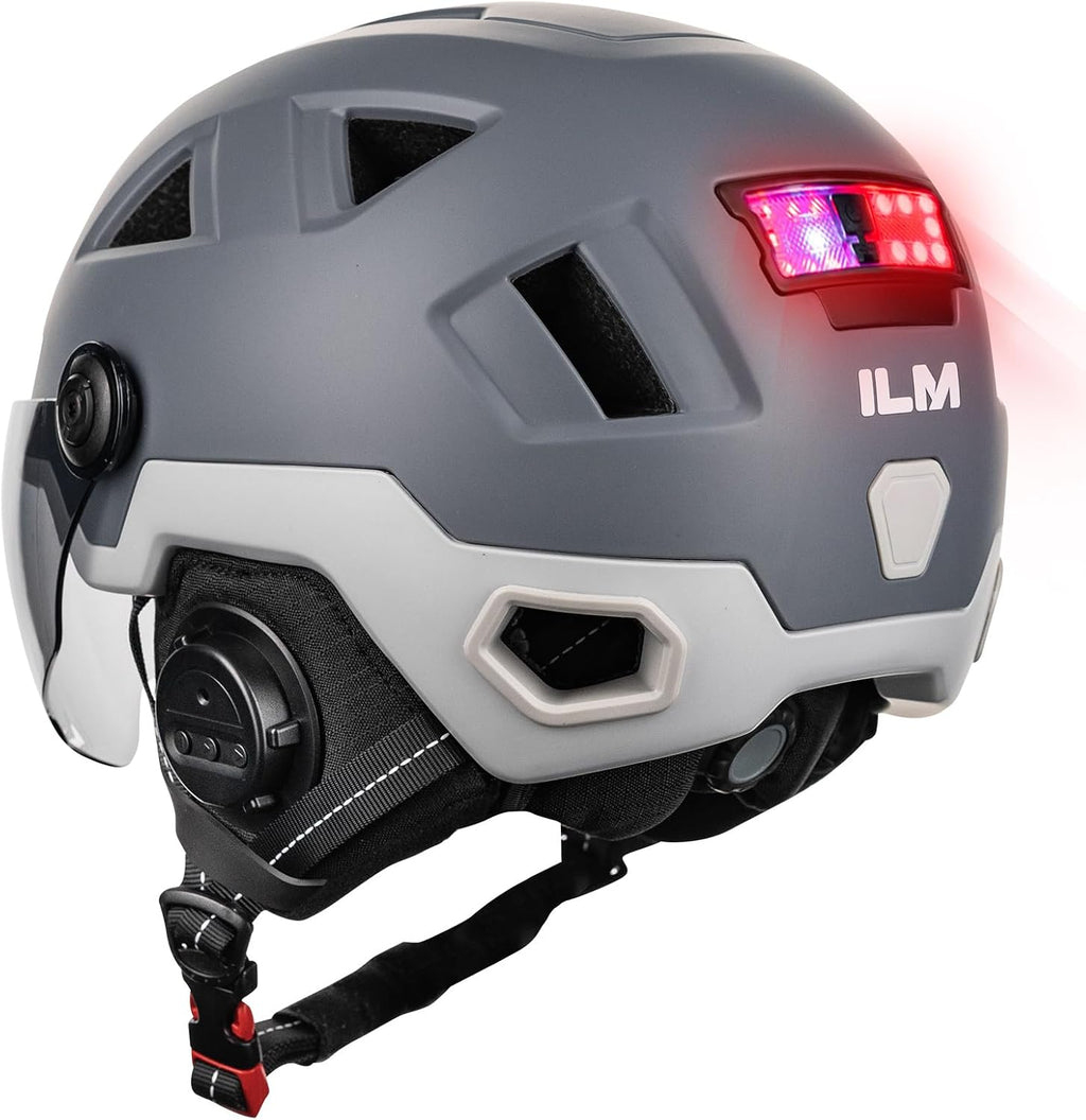 ILM Smart Adult Bike Helmet with Automatic G-Sensor Turn Signal & Brake Warning LED Light Control Road Cycling Helmet E3-12LS