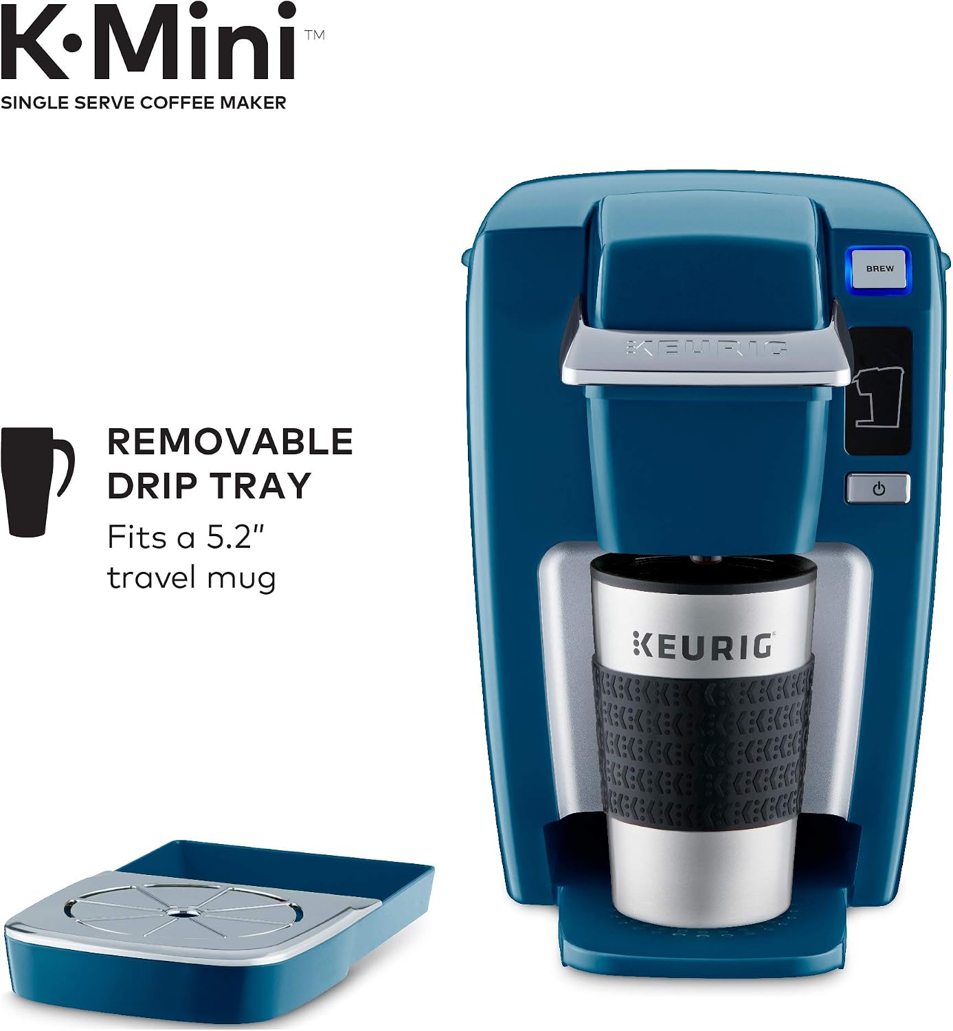 Keurig K15 Coffee Maker, Single Serve K-Cup Pod Coffee Brewer, 6 to 10 oz. Brew Sizes, Denim