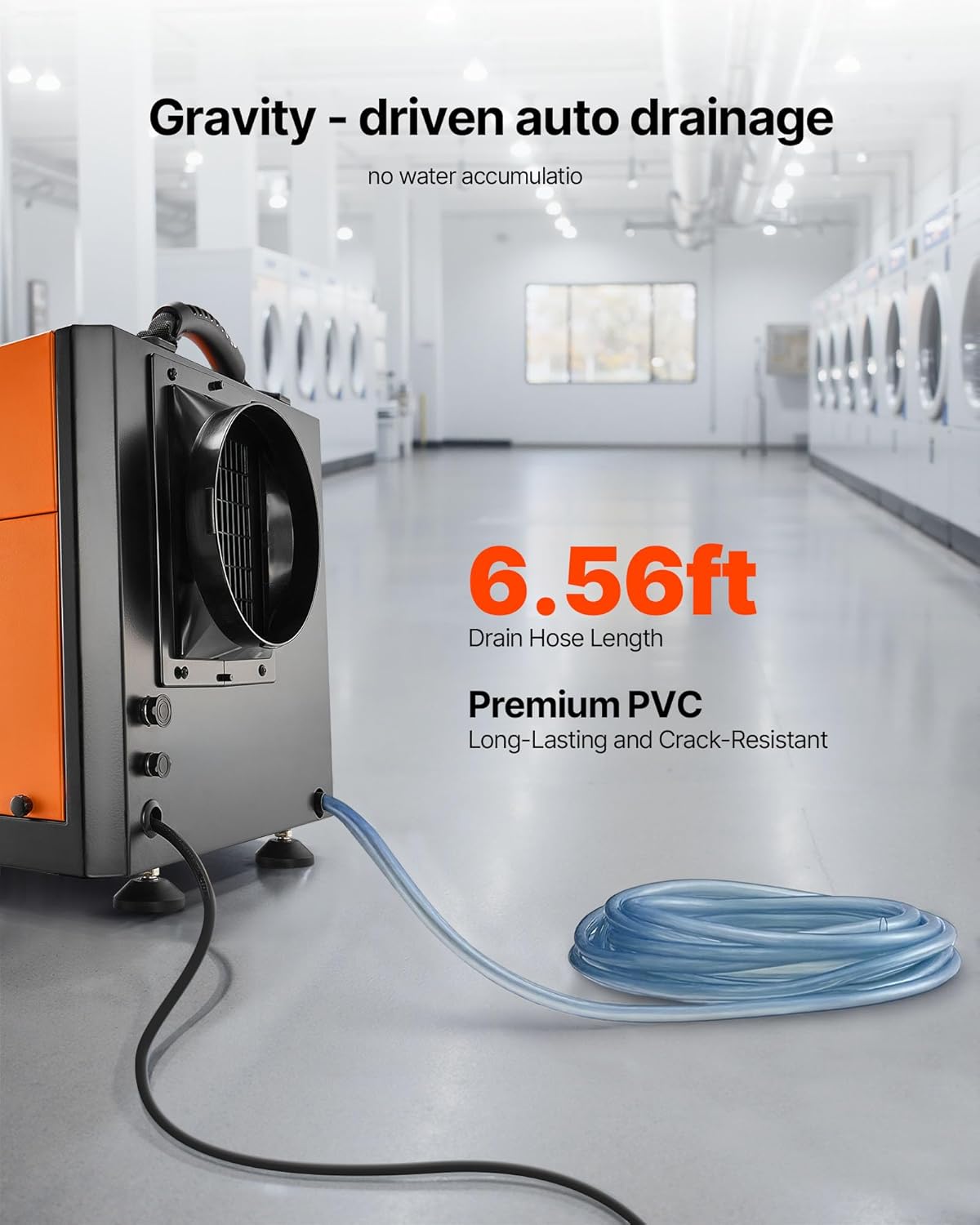 VEVOR 125 Pints Commercial Dehumidifier with Drain Hose, Portable Crawl Space Dehumidifiers for Basement Storage Room Industrial Grade, Auto Defrost/Drainage, Heavy-duty Galvanized Steel, LED Indicate
