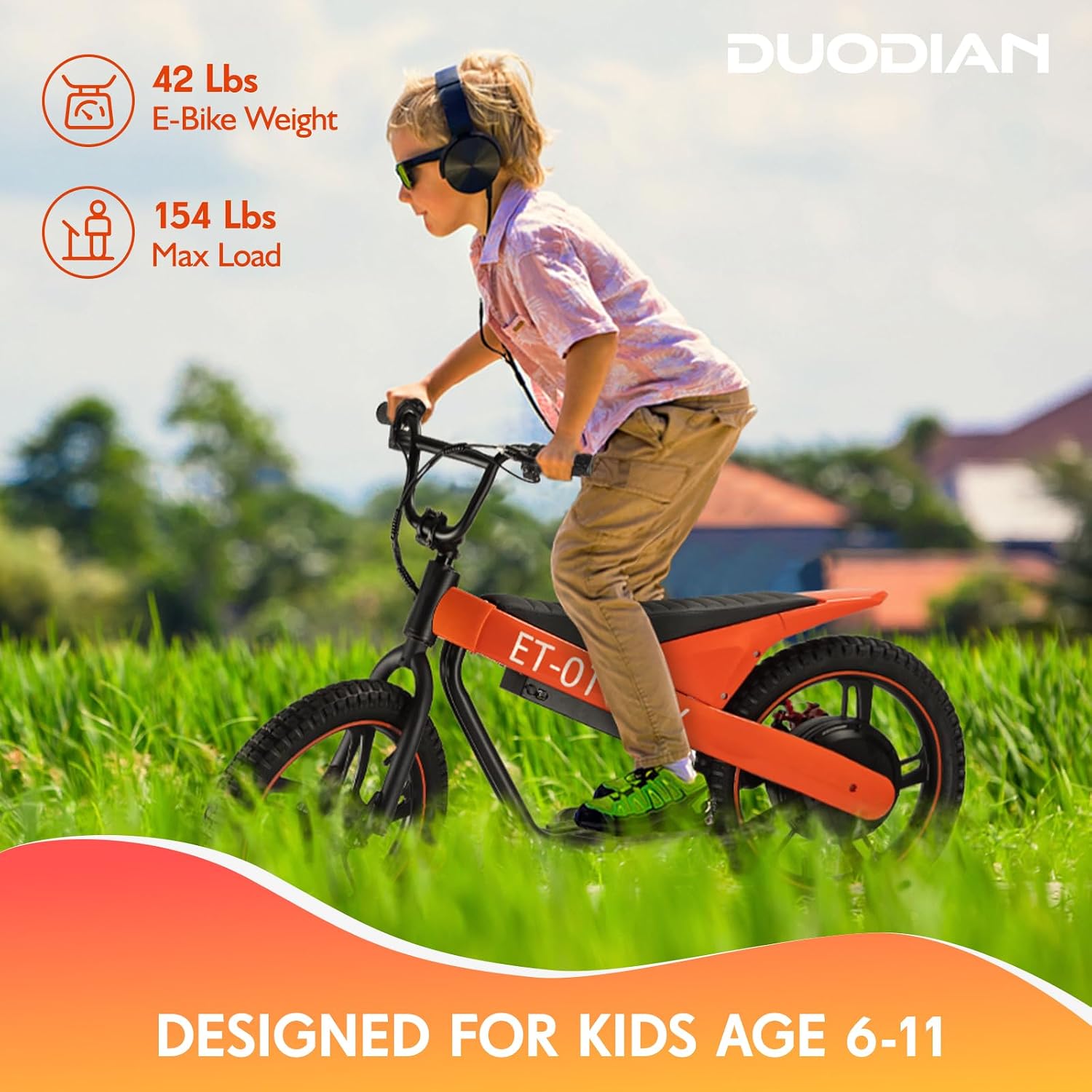 Electric Bike for Kids, 350W/250W Motor, 36V 7.8/5.2Ah, 15.5/13.7 MPH, 15/12 Miles Long Range, 16' Tires, Kids Electric Bike Aged 6 and Above, Youth Off-Road Electric Bicycle