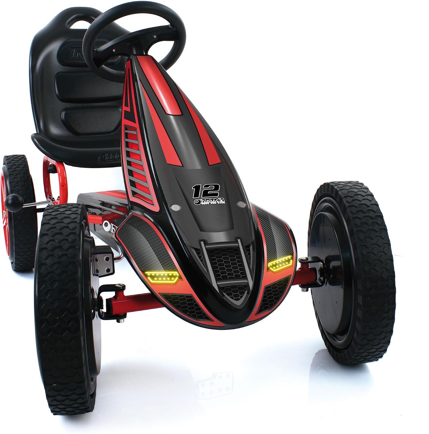 hauck Kids Pedal Go Kart, Hurricane 4 Wheel Bike Cart with Rubber Tires, Ages 4-10, Red - Outdoor Ride-On Bicycle Karts with Wheels for Boys and Girls