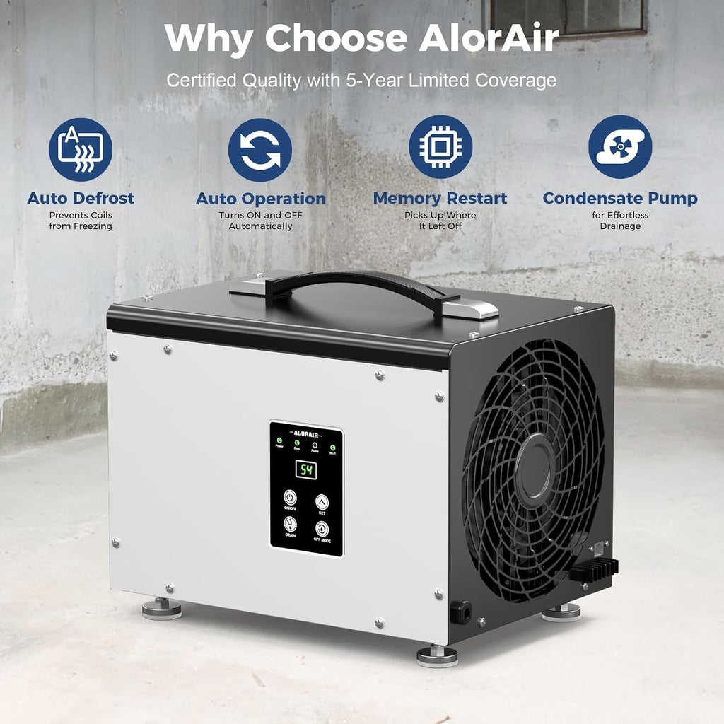 ALORAIR Wi-Fi Crawl Space and Basement Dehumidifier, 70 Pint with Pump, Auto-Defrost, Covers Up to 1000 Sq Ft, Memory Start, cETL Listed, Commercial Grade
