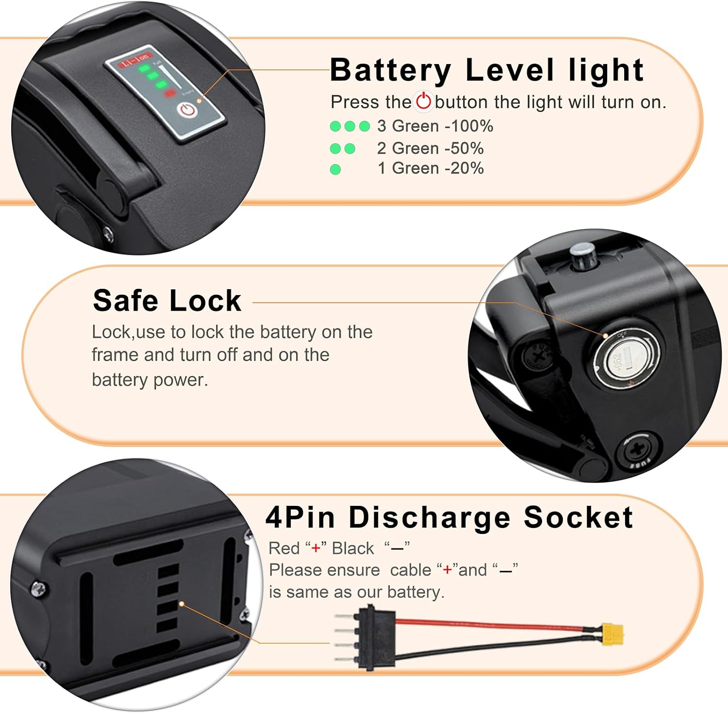 48V E-Bike Battery, Silver Fish Lithium Batteries 30A BMS, Safe Lock, Led Indicator Light for Controller 0W-1000W Electric Bike Bicycles Motor (48V 15AH 0-1000W)