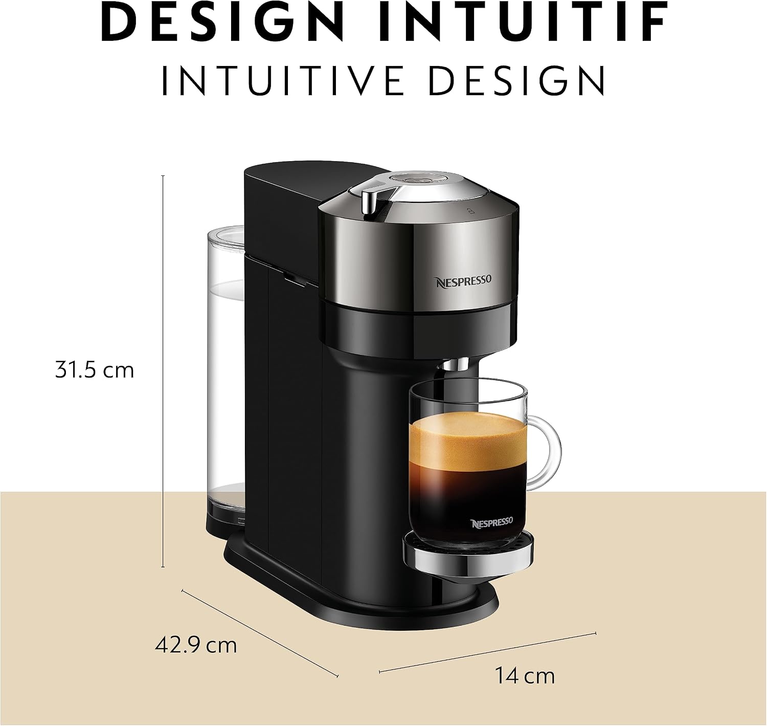 Nespresso Vertuo Next Coffee and Espresso Machine by Breville,1.1 liters, Dark Chrome