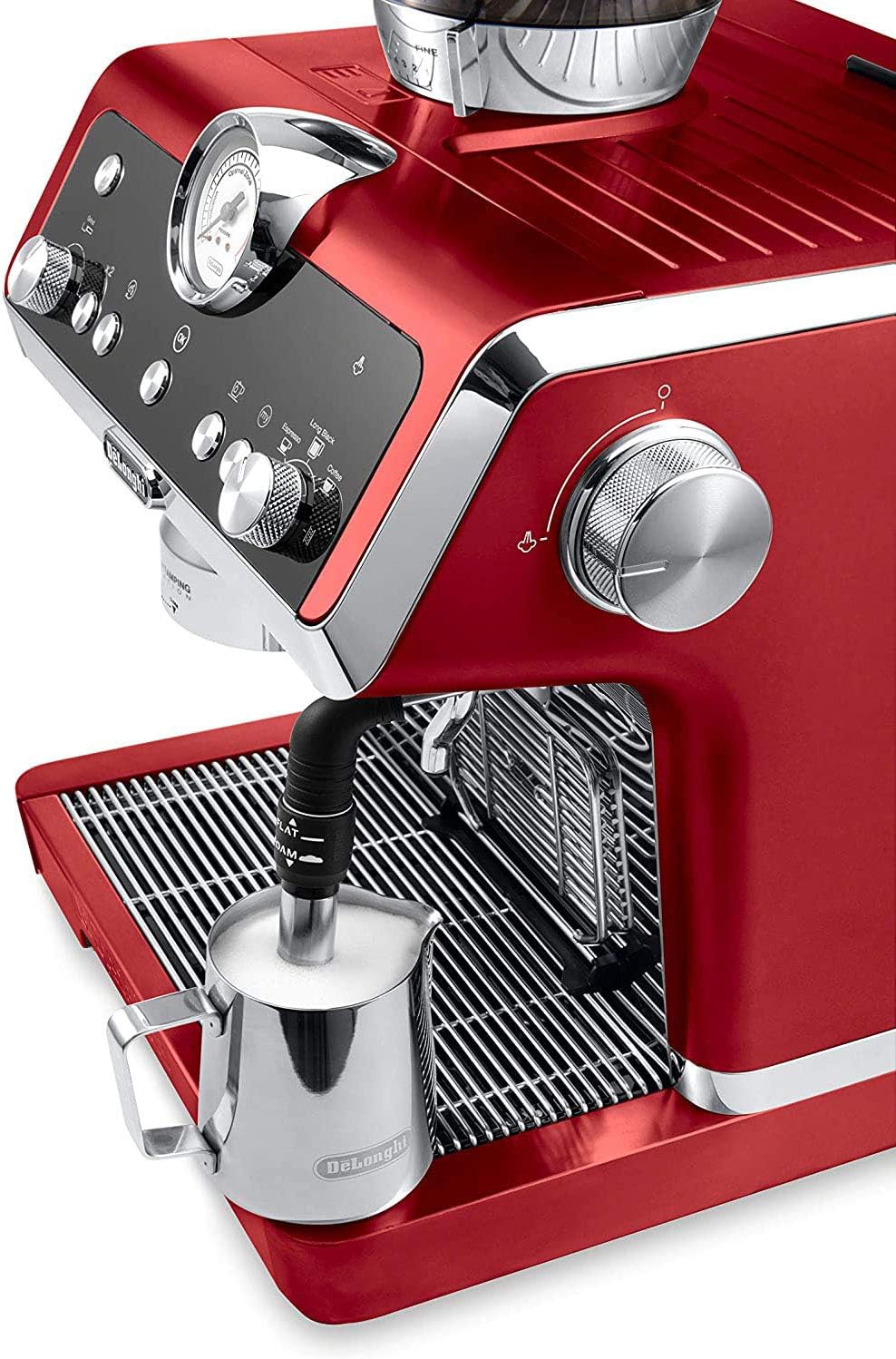 De'Longhi EC9335R La Specialista Espresso Machine with Sensor Grinder, Dual Heating System, Advanced Latte System & Hot Water Spout for Americano Coffee or Tea, Stainless Steel,67.6 oz, Red