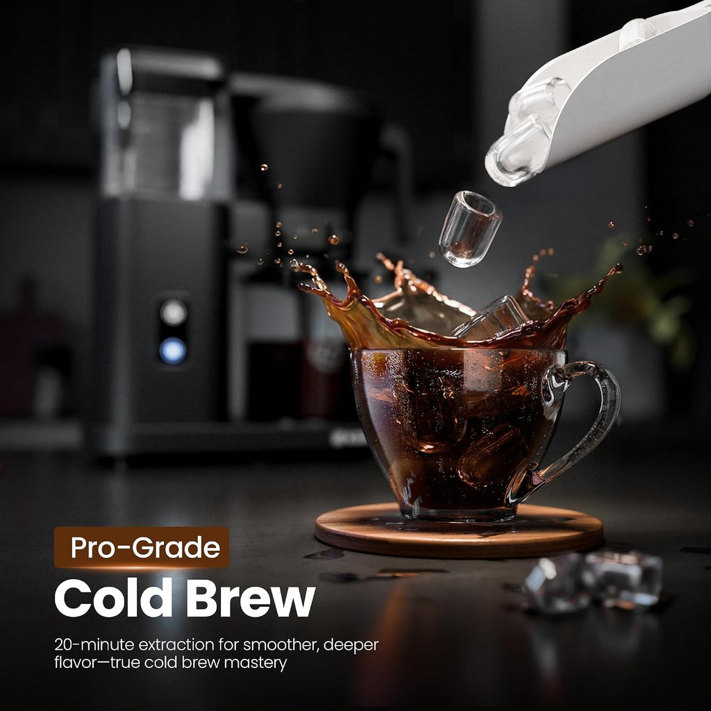 Kismile 8 Cup Drip Coffee Maker Machine, 3s Instant Heat 197-205℉, Removable Water Tank, Adjustable Flow Control, Pour Over Coffee Brew with Deep Cold Brew & Keep Warm 40 Min, Easy to Clean(Black)