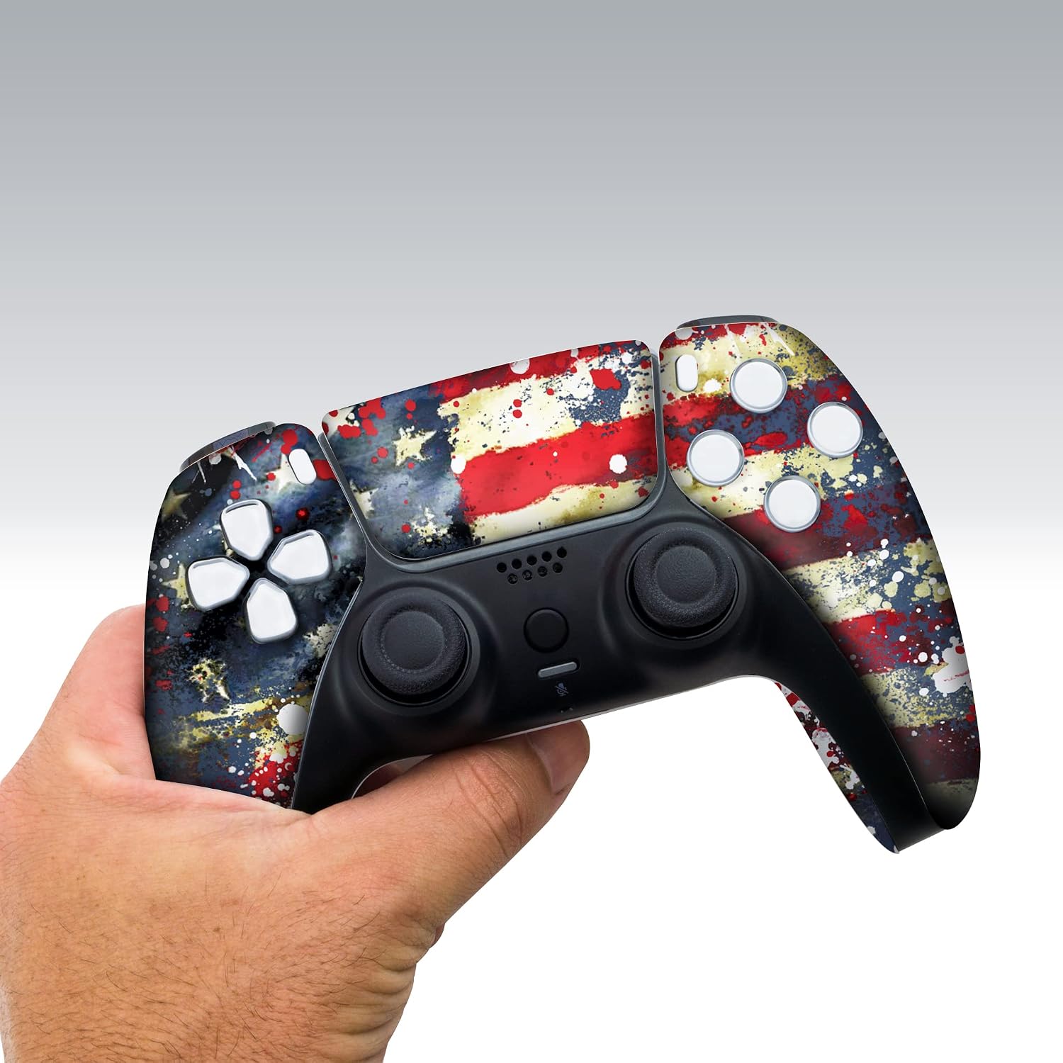 Tatterred Flag Custom PS-5 Controller Wireless compatible with Play-Station 5 Console by BCB Controllers | Proudly Customized in USA with Permanent HYDRO-DIP Printing (NOT JUST A SKIN)