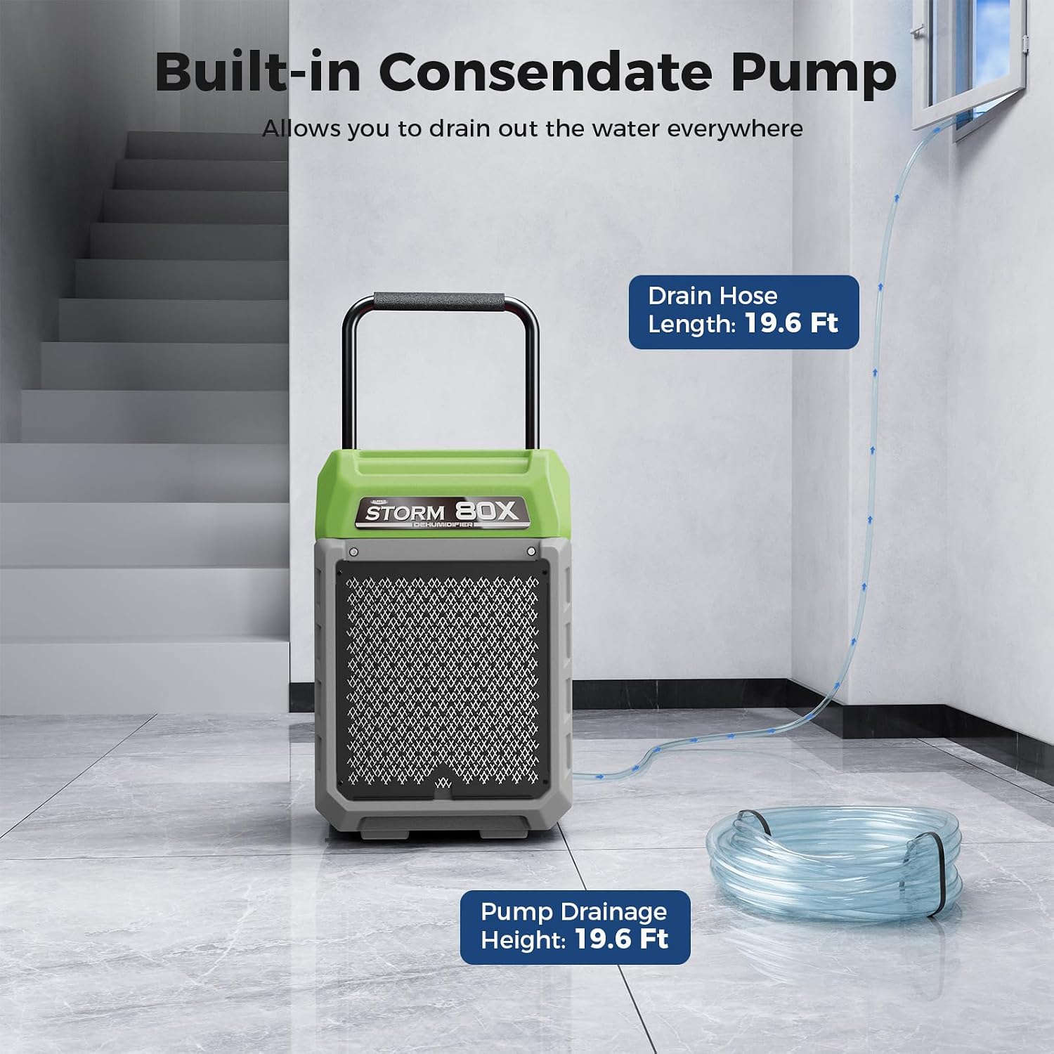 ALORAIR Storm LGR Commercial Dehumidifier with Pump & Drain Hose, Portable Industrial Dehumidifiers with Wheels for Water Damage Restore, Basement, Garage, 5 Years Warranty