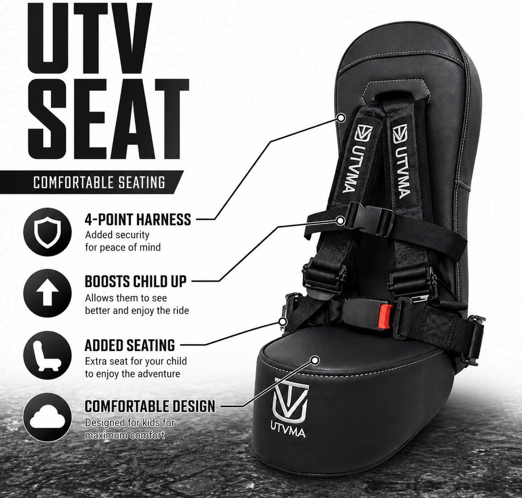 UTVMA Bump Seat Compatible With Can Am X3 - Easy Install | UTV Jump Seat | Bump Seat for Kids - Harness & All Mounting Hardware Included, Front or Rear Use | All Models of X3 | (2017-2025)