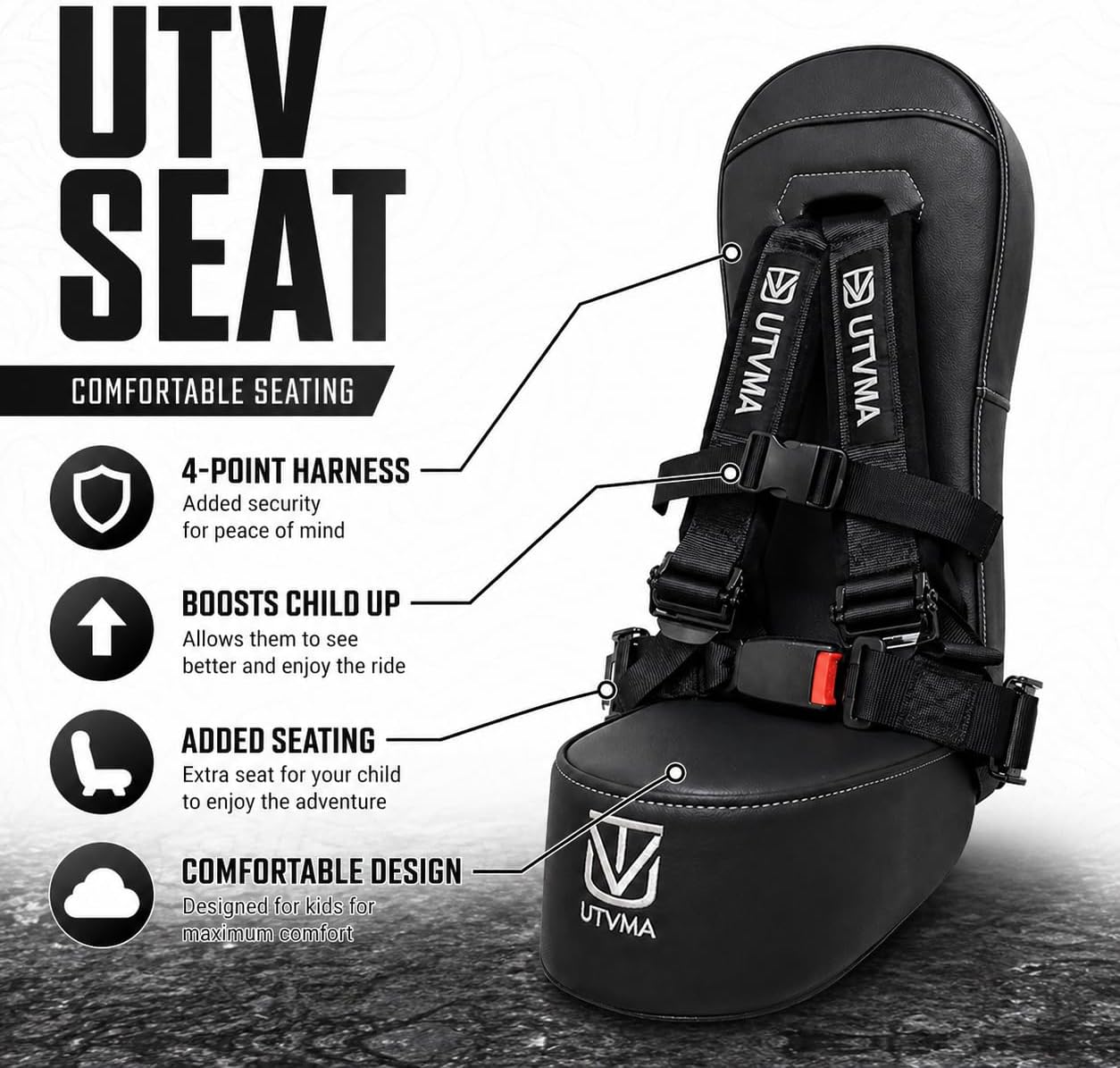 UTVMA Bump Seat Compatible With Can Am X3 - Easy Install | UTV Jump Seat | Bump Seat for Kids - Harness & All Mounting Hardware Included, Front or Rear Use | All Models of X3 | (2017-2025)