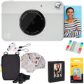 KODAK Printomatic Full-Color Instant Print Digital Camera Colorful Photos On Zink 2x3' Sticky-Back Photo Paper 5MP Gift Bundle: Case + Zink 2x3' 20pk + Album + Stickers + Frames + Markers - Grey