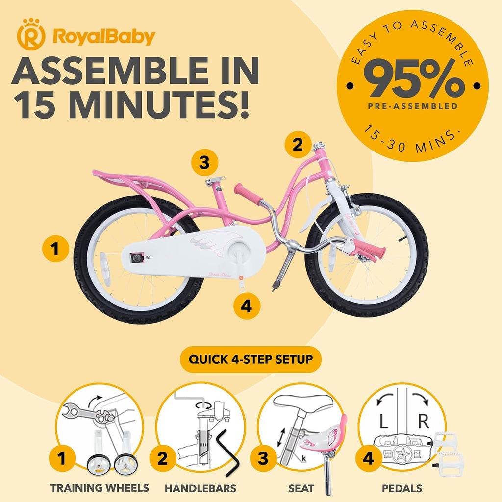 Royalbaby Princess Girls Kids Bike 12 14 16 18 20 Inch Children Bicycle with Basket for Age 3-12 Years