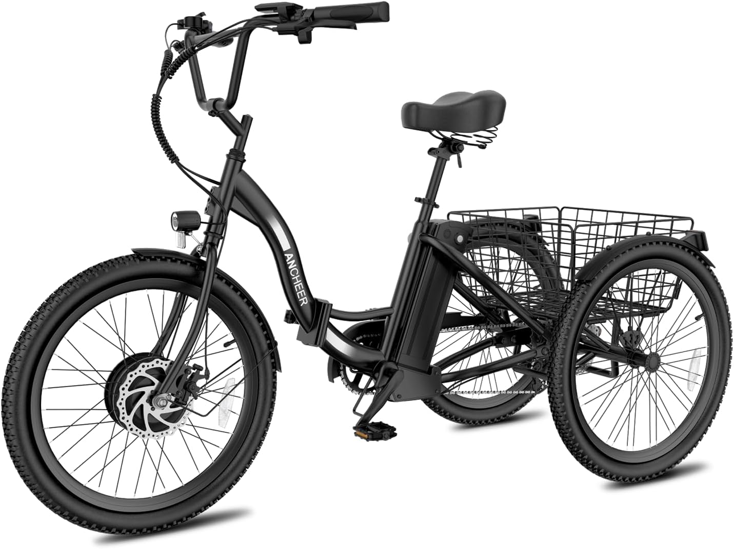 ANCHEER Electric Tricycle for Adults, Peak 600W Folding Electric Trike, 24' 499Wh Ebike for Seniors, 15.5MPH Electric Bike, Removable Battery, 3 Wheel, LCD, Rear Differential, Basket