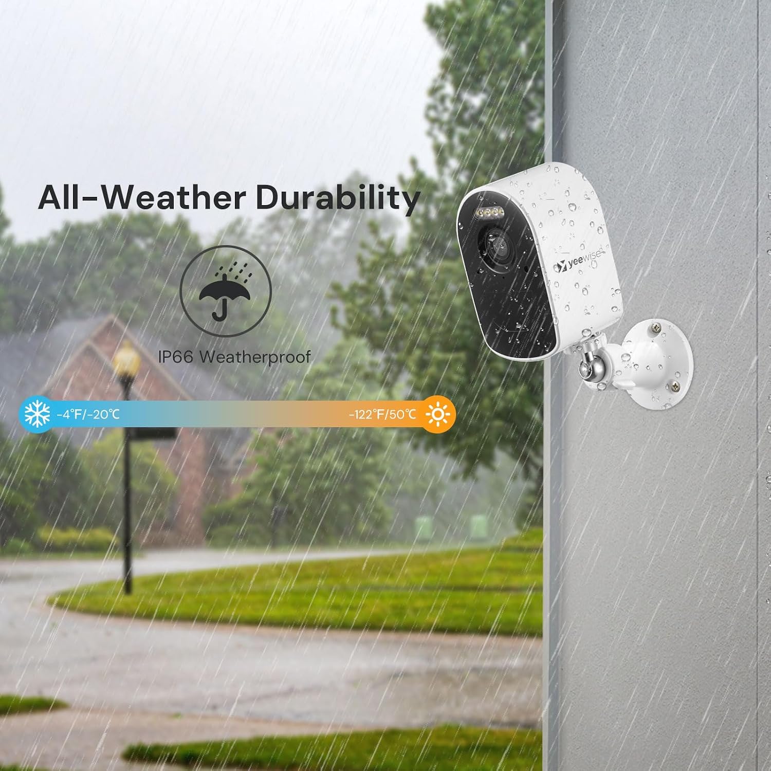 yeewise WiFi6 Solar Security Cameras Wireless Outdoor, 2K QHD Home Security System, 4-Cam Kit, 2.4&5GHz WiFi, Color Night Vision, Local Storage, IP66 Weatherproof, Works with Alexa, No Monthly Fees
