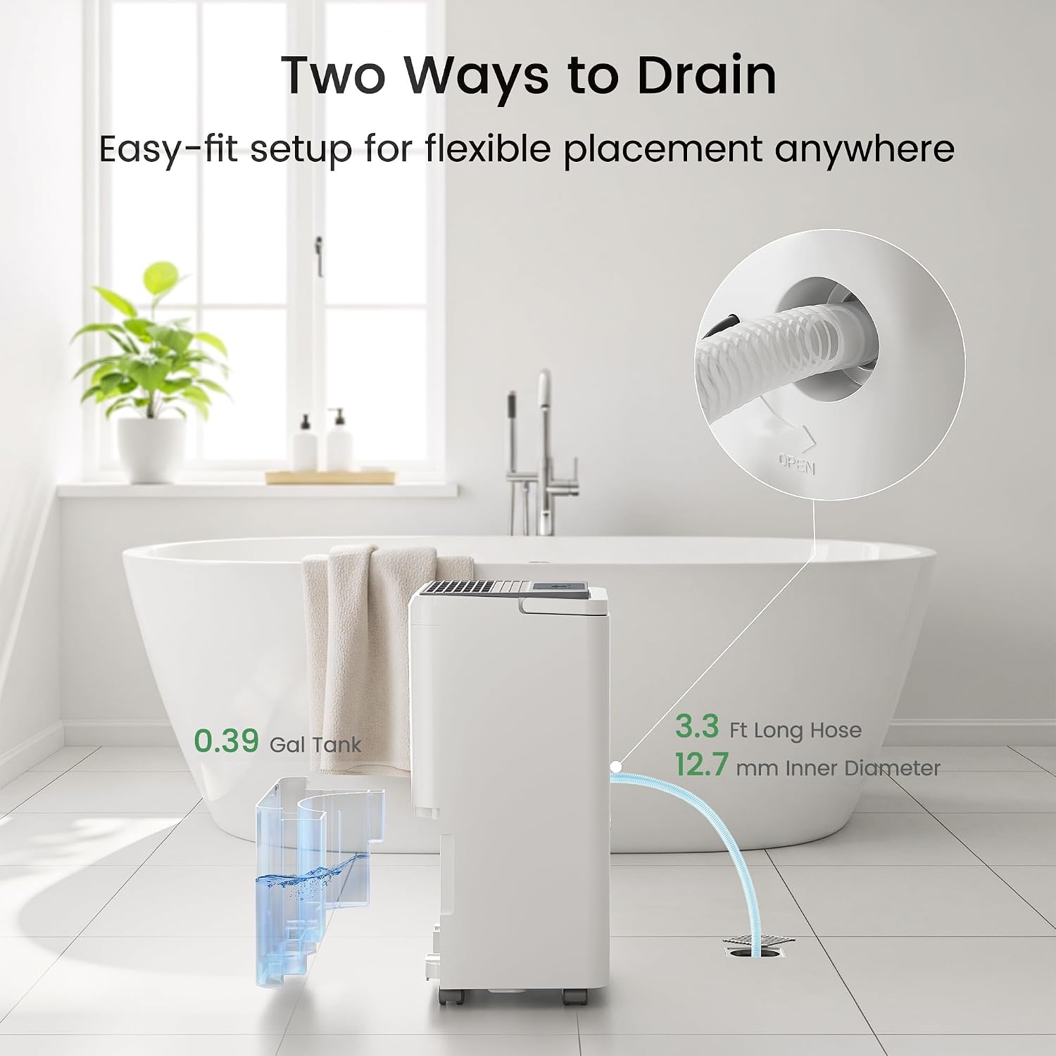 Waykar 2000 Sq. Ft. Energy Star 2025 Dehumidifier for Basement & Home, Adjusts from 15% RH With Drain Hose, Ultra Quiet 35 dB for Bedroom & Bathroom