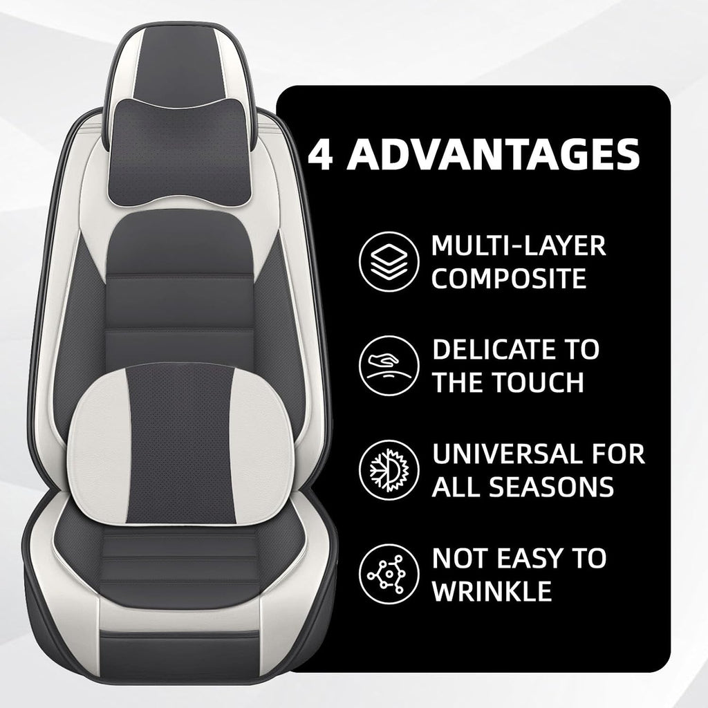 Car Seat Cover Fit for Jeep Wrangler 2000-2025,Compatible Airbag Non-Slip Waterproof Seat Cover,Car Seat Protector Premium Interior (Luxury 5 Seats,Gray White)
