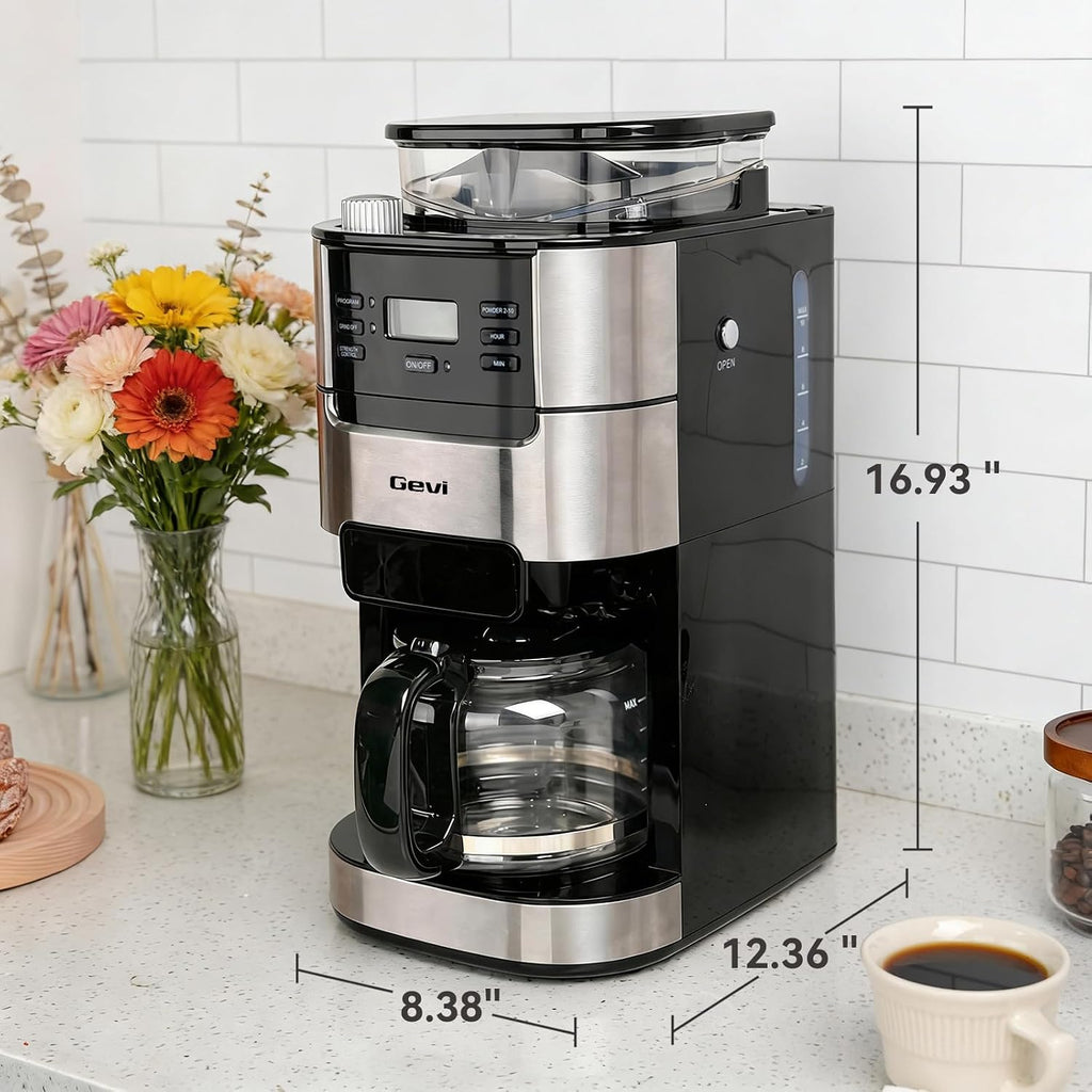 Gevi Coffee Grinder Electric,Coffee Bean Grinder with 35 Grind Settings for Espresso,Drip,French Press,Burr Coffee Grinder for Home Use,Anti-static Design,Black