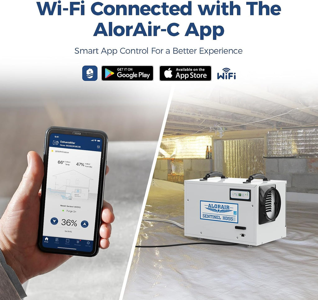 ALORAIR 120 PPD Wi-Fi Dehumidifier for Crawl Space, Basement, and Commercial Use, 2026 Energy Star APP Control, Auto-Defrost Crawlspace Dehumidifiers