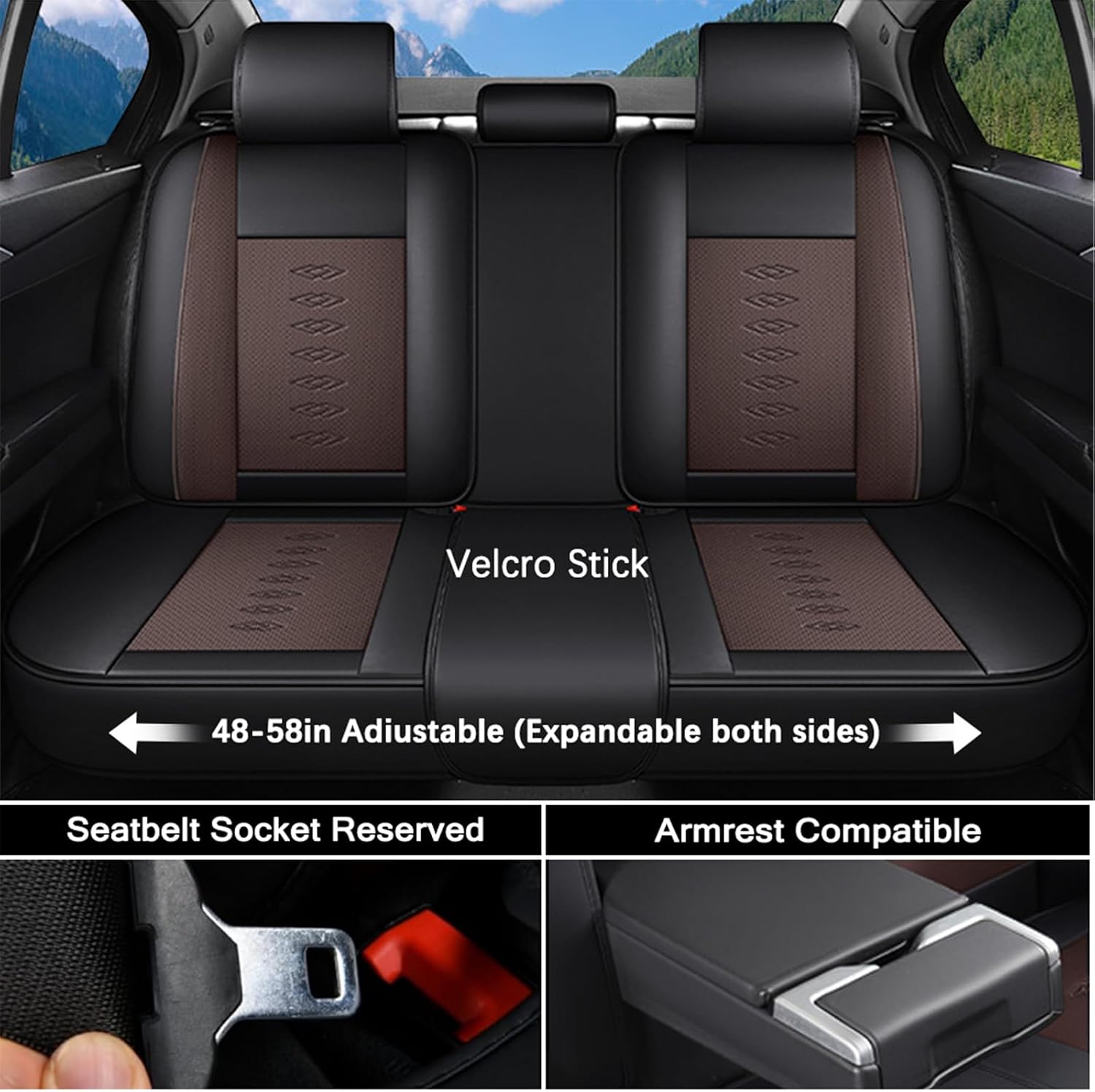 Leather Seat Covers for Toyota Land Cruiser 2000-2024,Premium Car Seat Covers Full Set,Waterproof Car Seat Protectors with Airbag,Comfort Interior Cover Seats for Cars(Black+Brown)