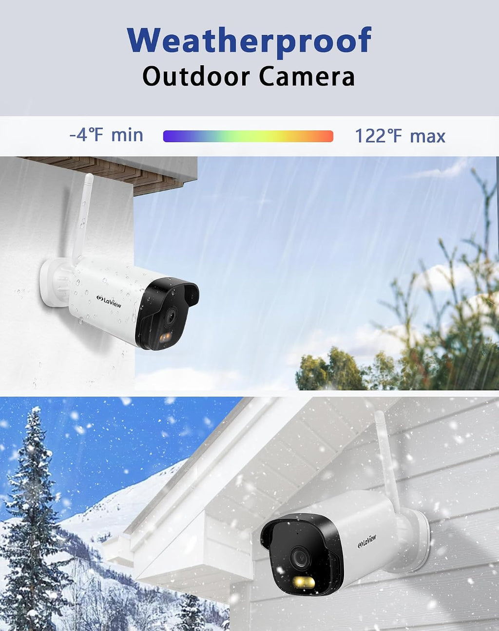 LaView 4K Outdoor Security Cameras,8MP HD Cameras for Home Security with AI Human Detection,IP65 Waterproof,2-Way Talk,Clear Night Vision,2.4G WiFi,SD Card Slot&US Cloud Storage,Work with Alexa(4pcs)