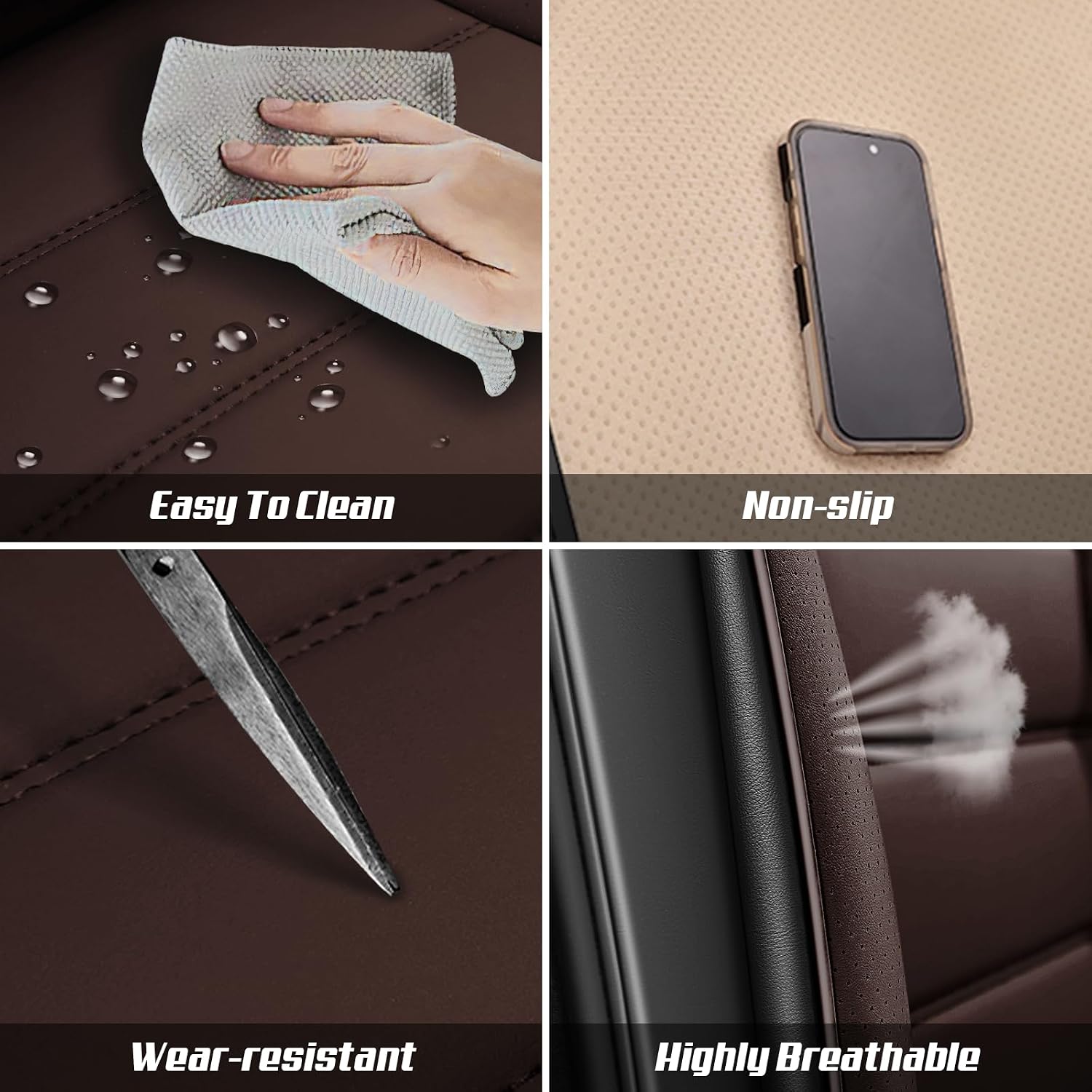 Car Seat Covers for Chevrolet Chevy Avalanche 2007-2013, Leather Auto Seat Cover Luxury Cushions Waterproof Seat Protectors (Black&Coffee,Front Set)