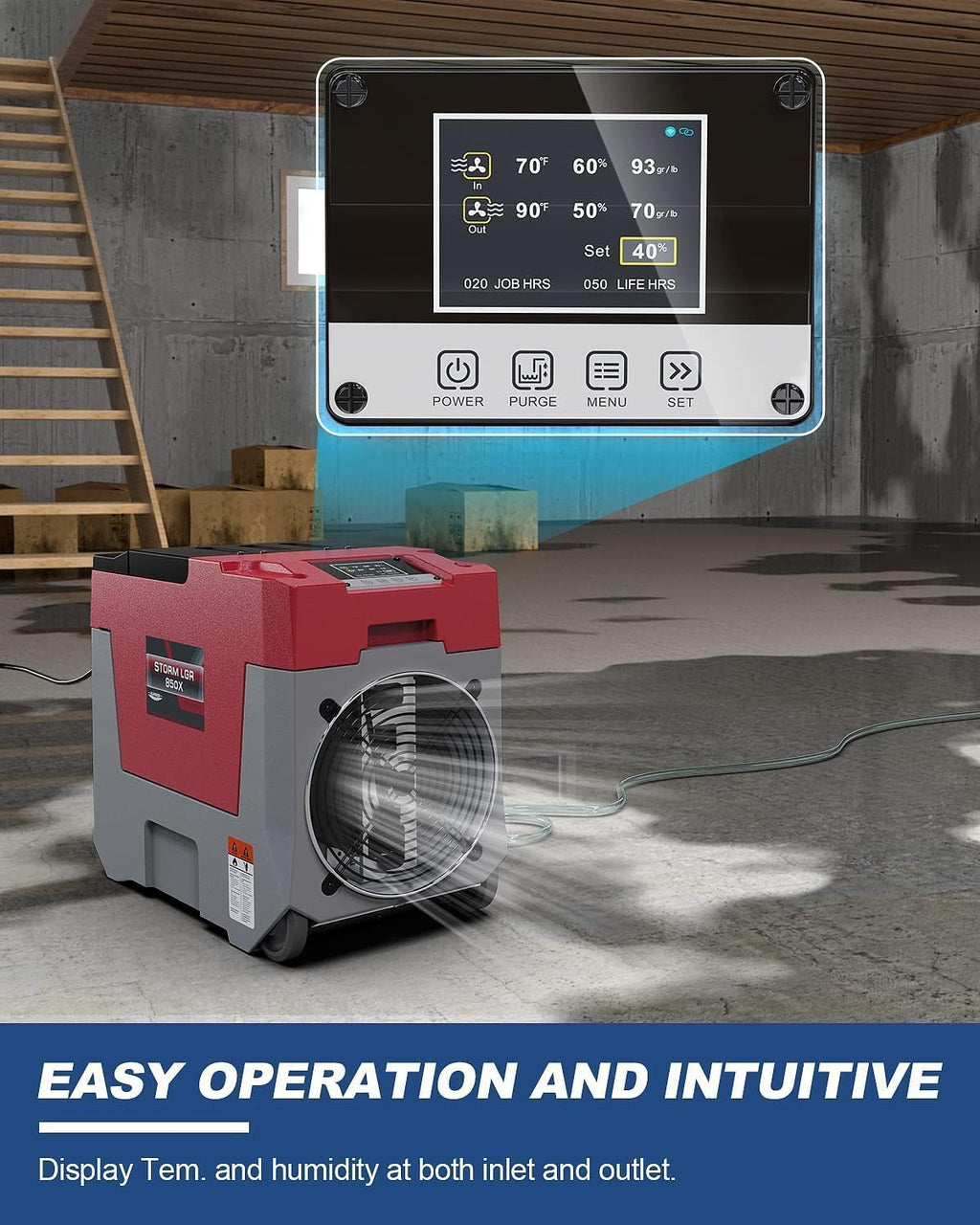ALORAIR 180 PPD Commercial Dehumidifier Smart APP Control, 28 Gallons Industrial Dehumidifier for Home, Basements, Garages, Crawl Space, Water Damage Restoration, Storm LGR 850X