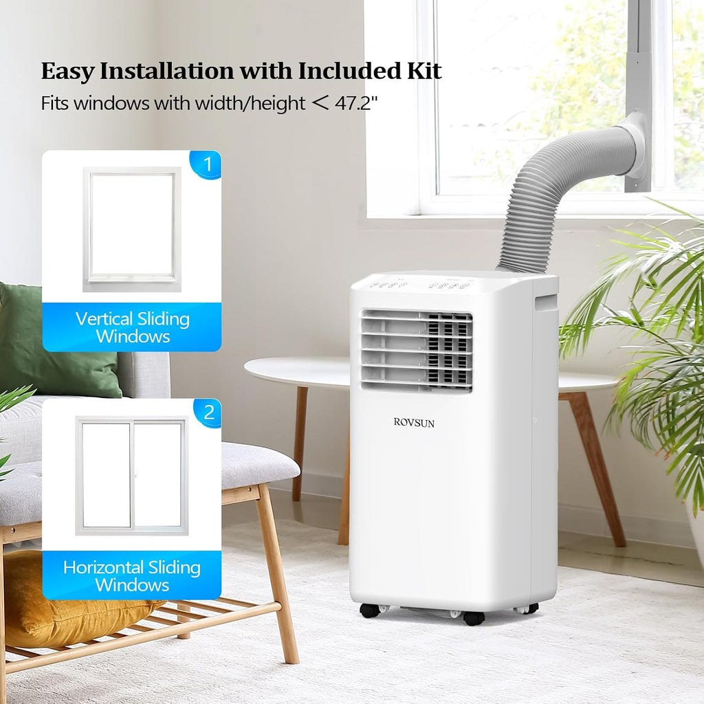 ROVSUN 10000 BTU Portable Air Conditioner & Heater Combo with Remote Control, 4-in-1 Room AC Unit with Heat, Fan & Dehumidifier, Digital Display, Timer & Installation Kit for Home Office Dorm