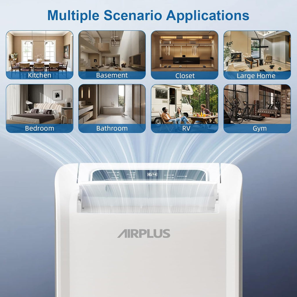 AIRPLUS 4,500 Sq.Ft 70 Pint Dehumidifier for Basements and Home-with Drain Hose,Efficient,Energy-with Dual Protection and 4 Smart Modes,24H Timer,Defrost,for Large room