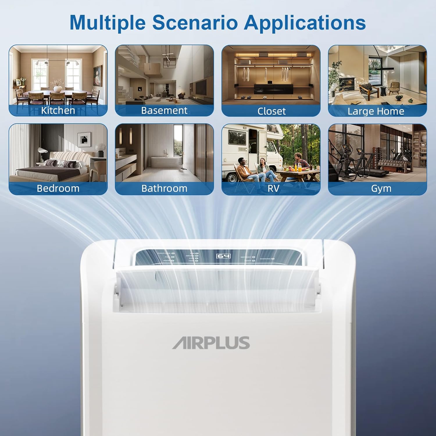 AIRPLUS 4,500 Sq.Ft 70 Pint Dehumidifier for Basements and Home-with Drain Hose,Efficient,Energy-with Dual Protection and 4 Smart Modes,24H Timer,Defrost,for Large room